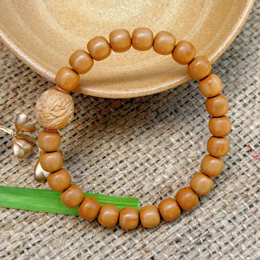 “Guardian Flame” Sacred Walnut Bracelet – Handcrafted Talisman of Strength