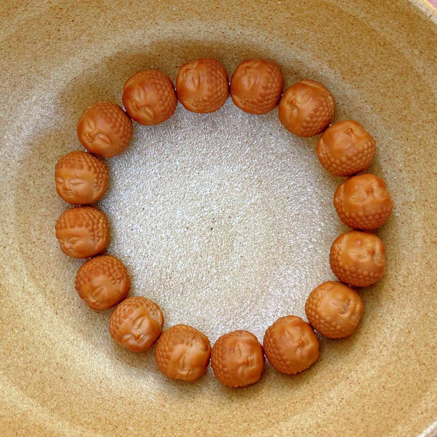“Quiet Faces” Sacred Walnut Bracelet – Handcrafted Talisman of Presence