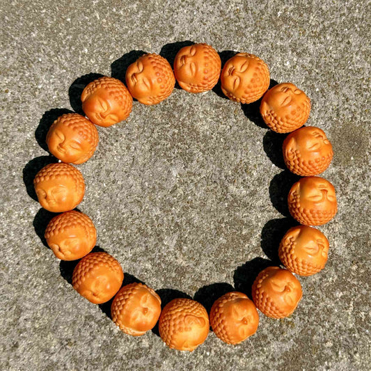 “Quiet Faces” Sacred Walnut Bracelet – Handcrafted Talisman of Presence