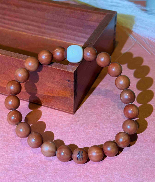 “Minghui” Sacred Walnut & Jade Bracelet — Clarity Within Stillness