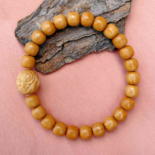 “Guardian Flame” Sacred Walnut Bracelet – Handcrafted Talisman of Strength