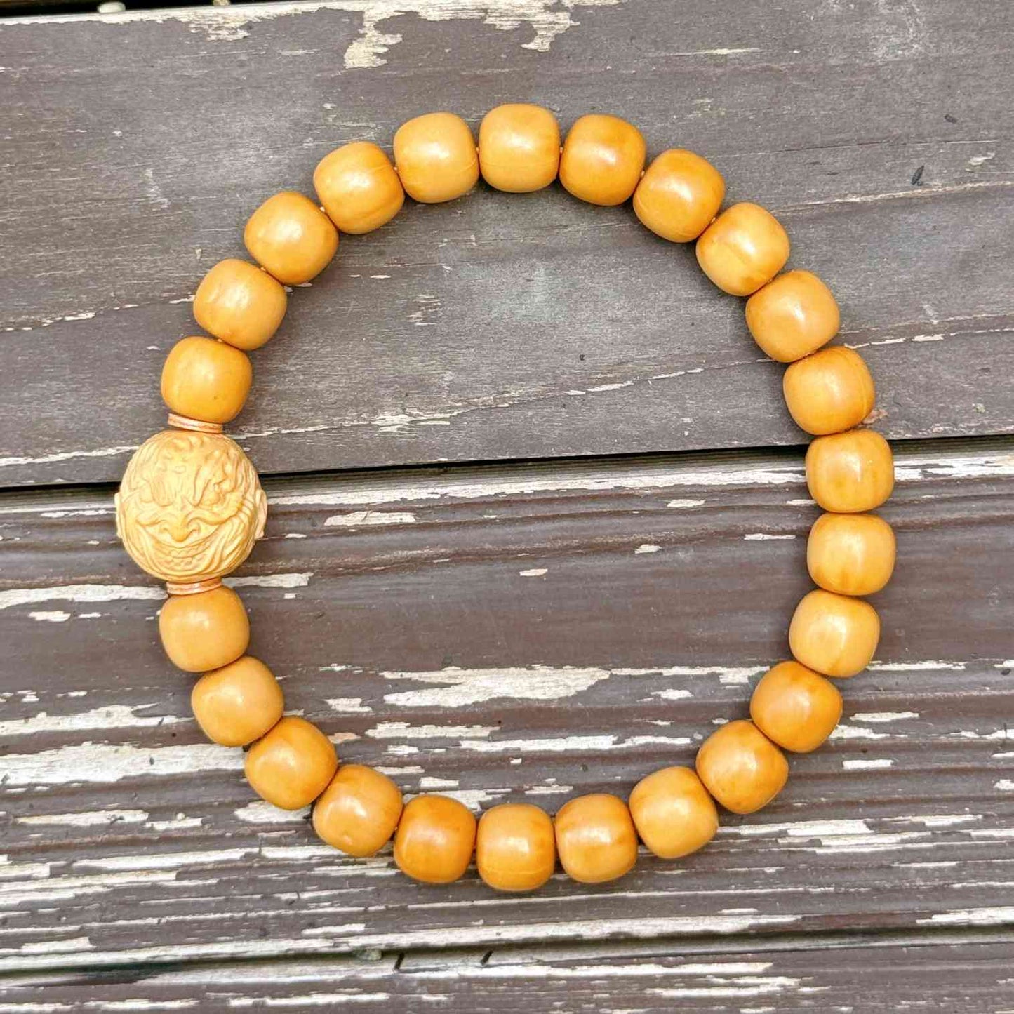 “Guardian Flame” Sacred Walnut Bracelet – Handcrafted Talisman of Strength
