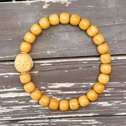 “Guardian Flame” Sacred Walnut Bracelet – Handcrafted Talisman of Strength