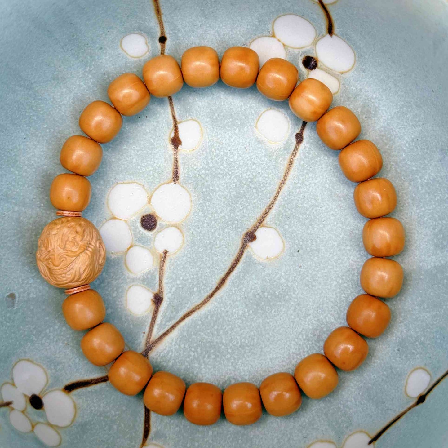 “Guardian Flame” Sacred Walnut Bracelet – Handcrafted Talisman of Strength