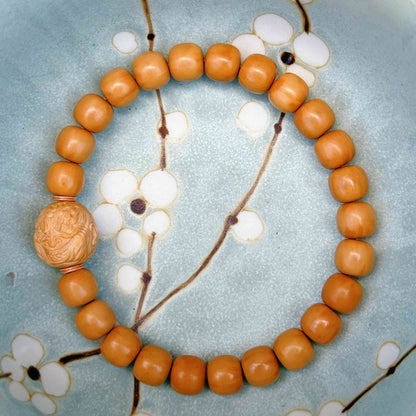 “Guardian Flame” Sacred Walnut Bracelet – Handcrafted Talisman of Strength