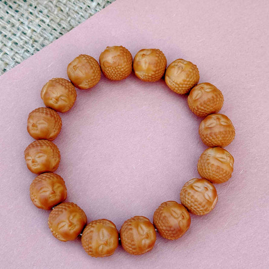 “Quiet Faces” Sacred Walnut Bracelet – Handcrafted Talisman of Presence