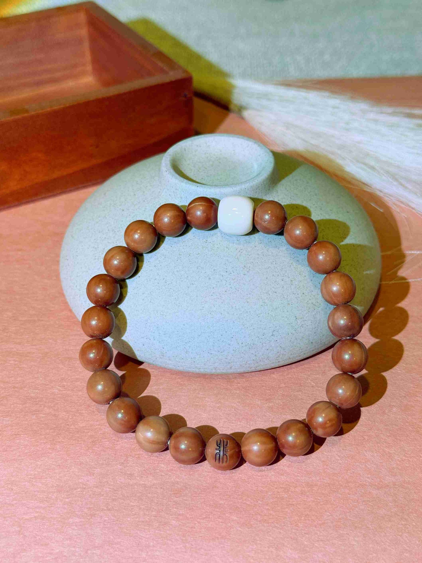 “Minghui” Sacred Walnut & Jade Bracelet — Clarity Within Stillness